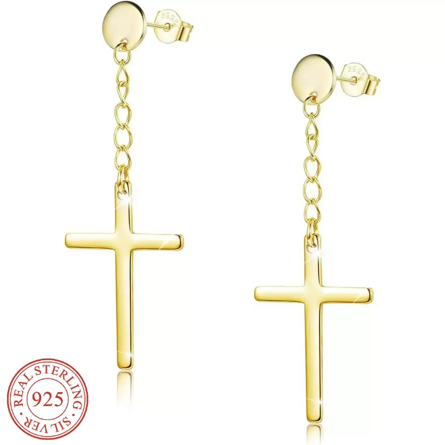 

Fansilver 925 Sterling Silver Cross Dangle Earrings For Men Women Cross Chain Earrings Cool Drop Earrings Jewelry Gifts