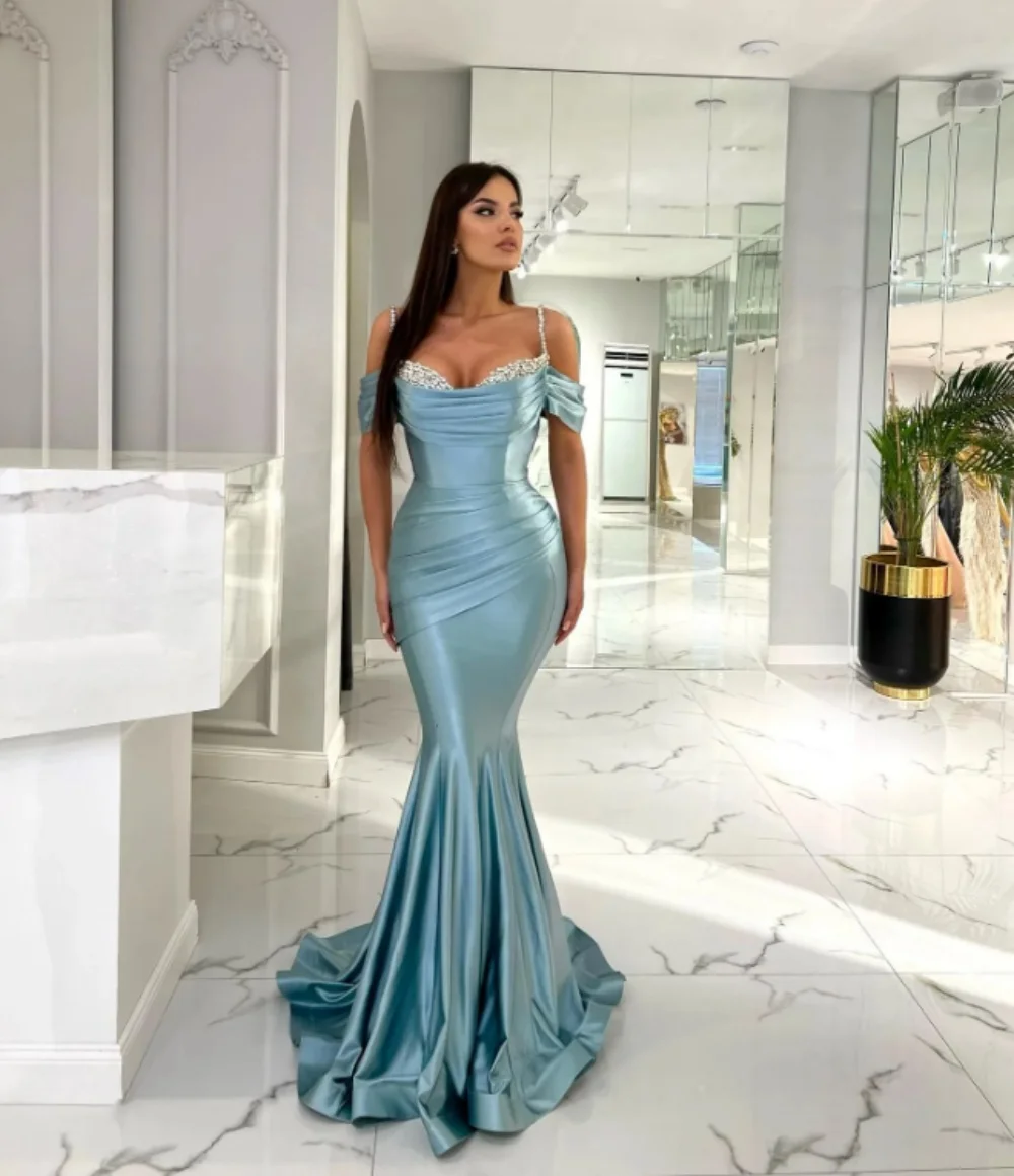 

Sweethear Neck Wedding Party Dress Beads Prom Dress Custom Satin Mermaid Women Evening Dress New Vestidos 2024 Engagement dress