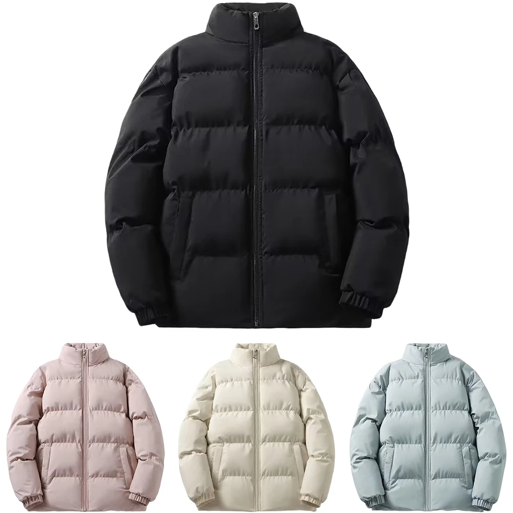 سترة رجالية مبطنة بالقطن معطف قصير سميك ودافئ مع ياقة واقفة وأكمام طويلة مناسبة للاستخدام غير الرسمي #5