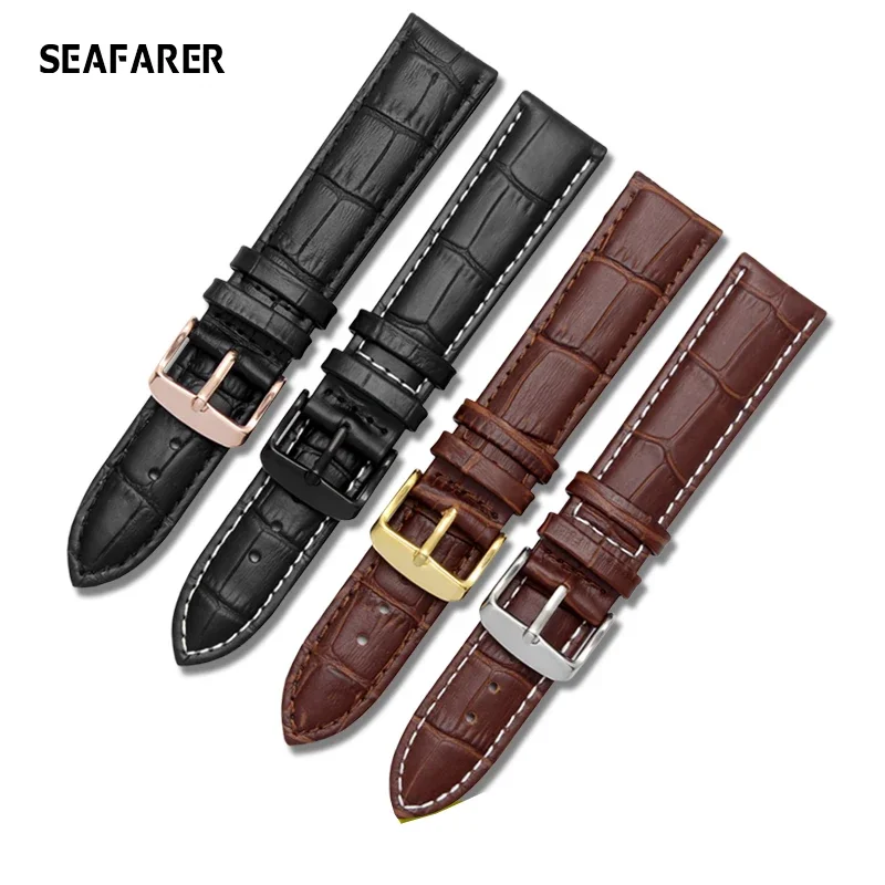 18 /19 /20 /21 /22 23 /24mm High Quality Brown Black Genuine Leather Watchband For Hamilton Men Women Wrist Bracelet Pin Buckle