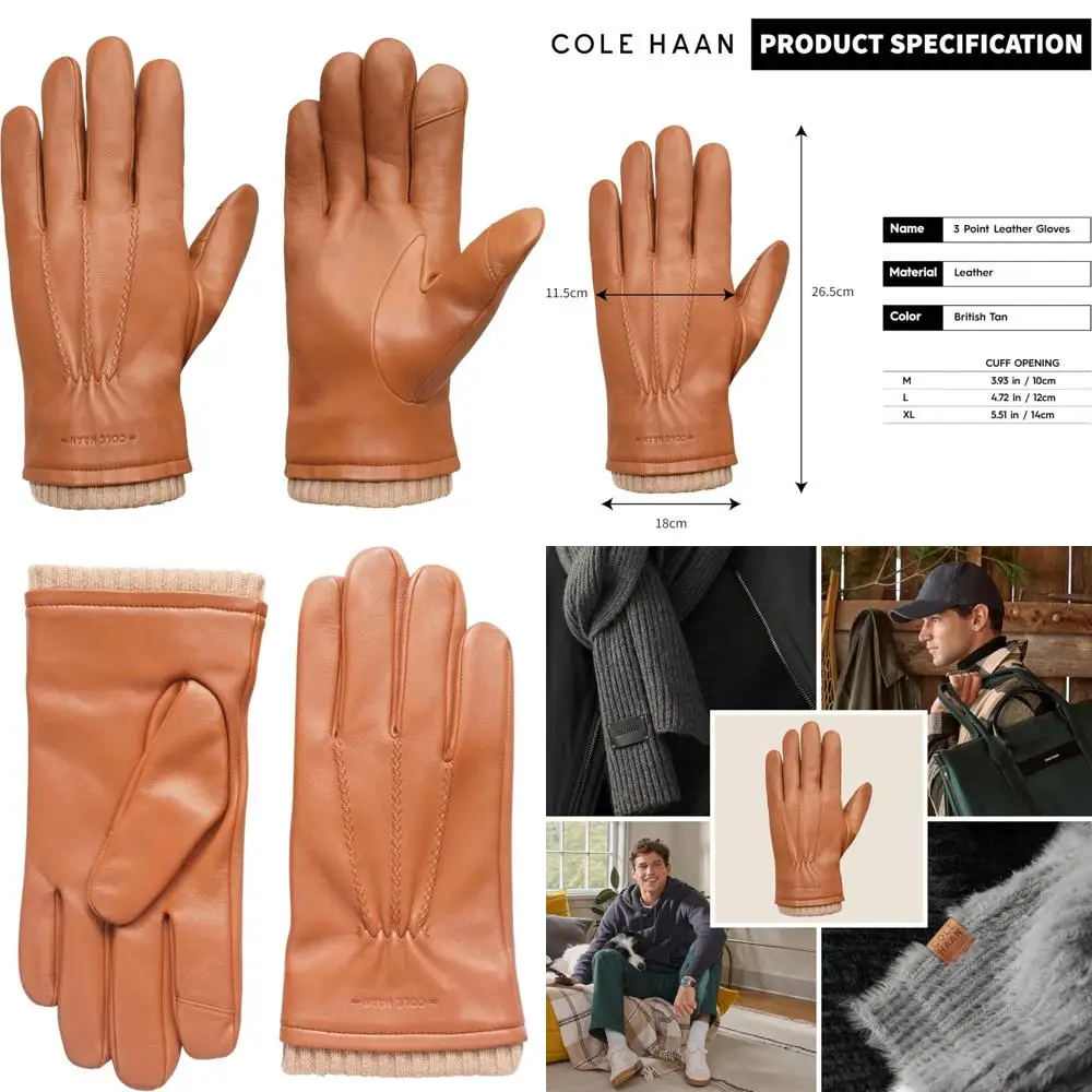 

Premium Leather Men's Gloves with Touchscreen Functionality for Thumb and Index Finger