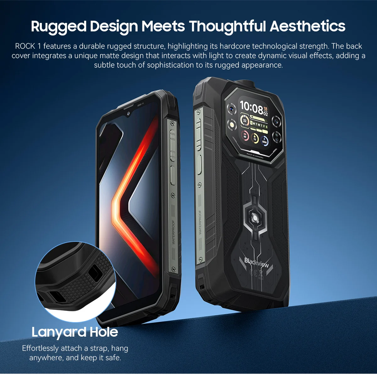 Blackview ROCK 1 AI Rugged Smartphone 6.56-inch 90Hz Display 256GB MediaTek Helio G81 4G Android 16 NFC Torch 15000mAh/33W