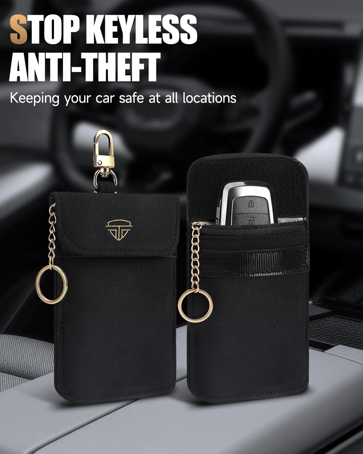 Faraday Bag for Key Fob Car RFID Signal Blocking Anti-Theft Pouch RFID Shielding Pocket for Privacy Protection