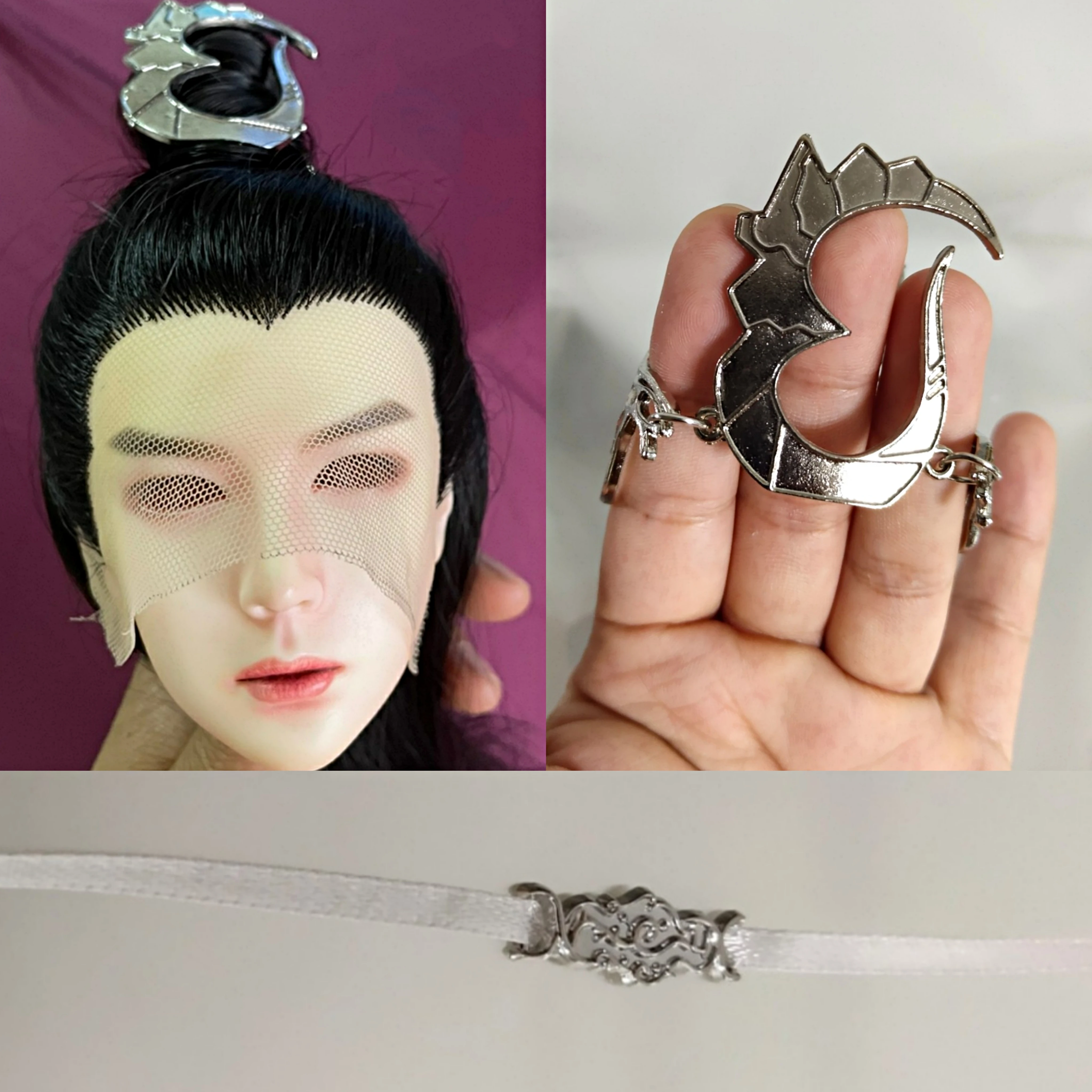 Diadema de muñeca BJD de 70cm, accesorios para el cabello, banda para la cabeza, The Untamed MDZS Lan Wangji Wang Yibo chino antiguo, 1/3