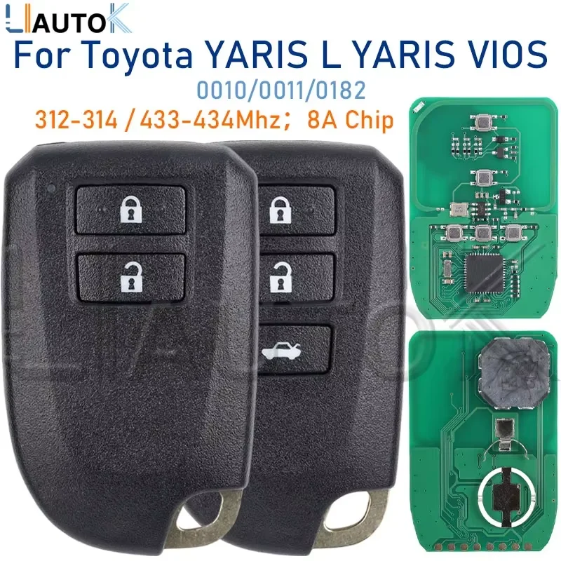 Auto Smart Remote Key For Toyota YARIS L/VIOS 0010/0011/0182 312/314/433/434MHz 8A Chip P4 39 FCC BS1EW BS2ET Car Key 2/3 Button