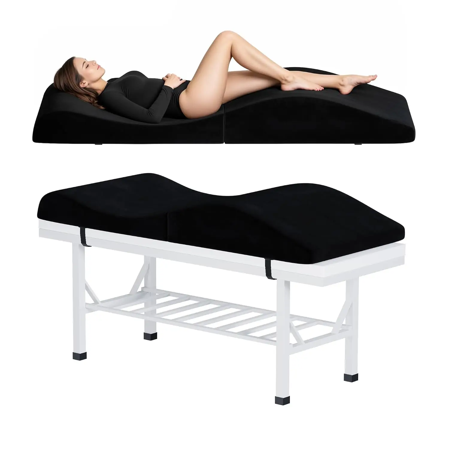 

Foldable Curvy Lash Bed Topper 70"x28", Ergonomic Foam Pad Massage Table Cushion with Plush Washable Removable Cover,, Custom