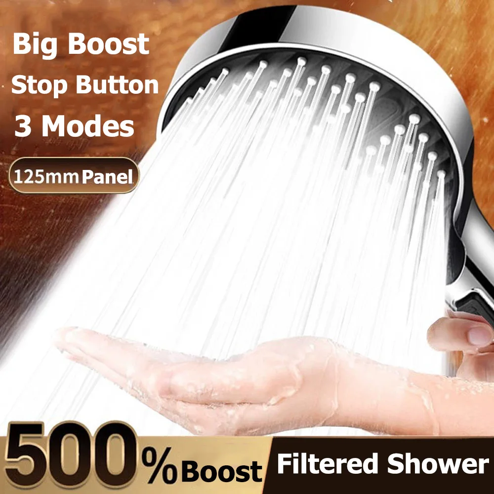 

3-режимный водосберегающий фильтр высокого давления, мощная насадка для душа с переключателем ВКЛ/ВЫКЛ, регулируемый массажный распылитель, аксессуары для ванной комнаты