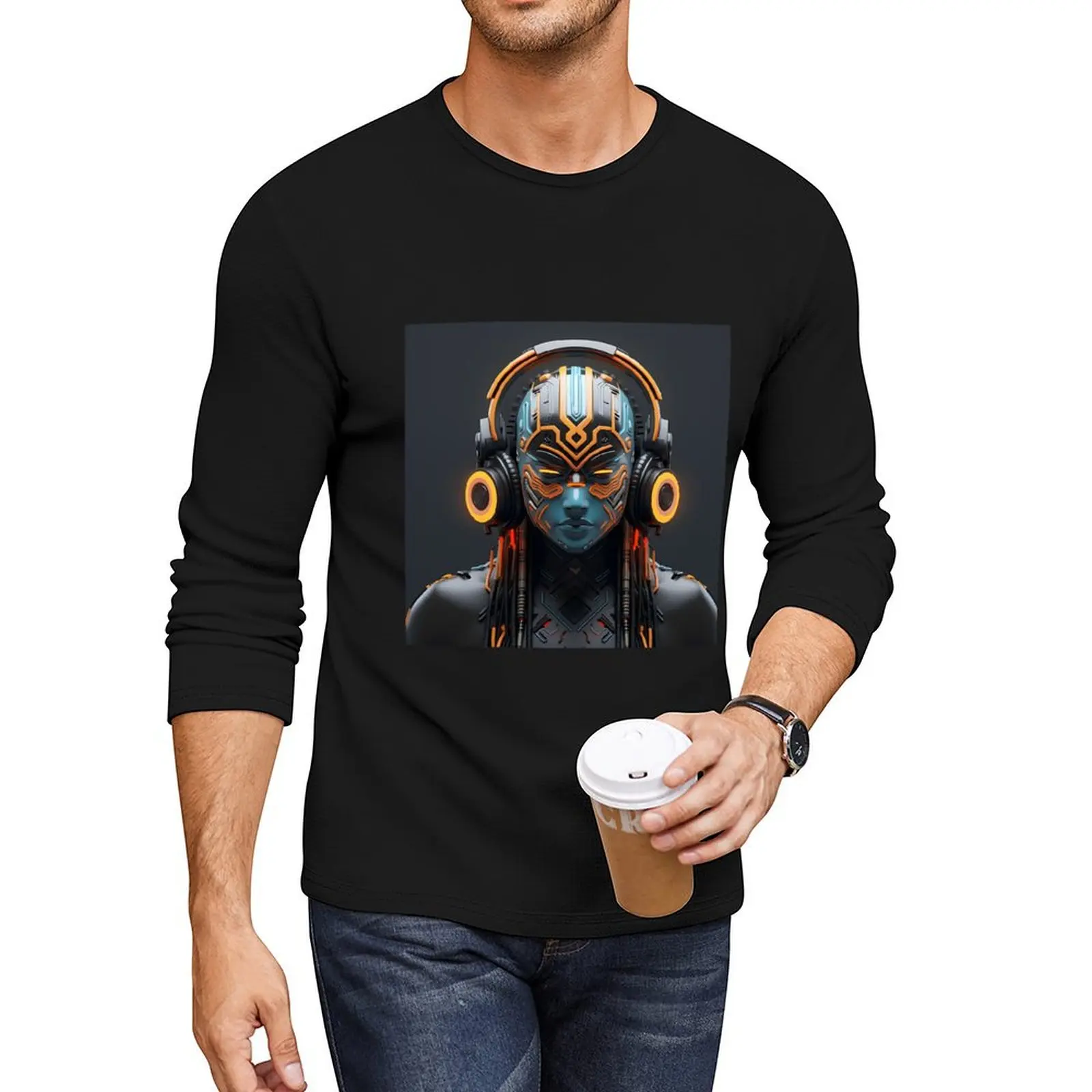 

Futuristic Cyber DJ Long T-Shirt Aesthetic clothing mens clothes