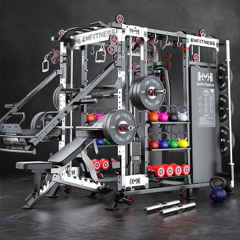 Gantry Fitness Equipment Commercial Smith Machine Comprehensive Trainer Household Multifunctional Bird Squat Bench Press Rack