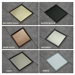 Stainless Steel 10CM*10CM Square Invisible Bathroom Floor Drain with Tile Shower Floor Drain 2 in 1 Panel Floor Drain