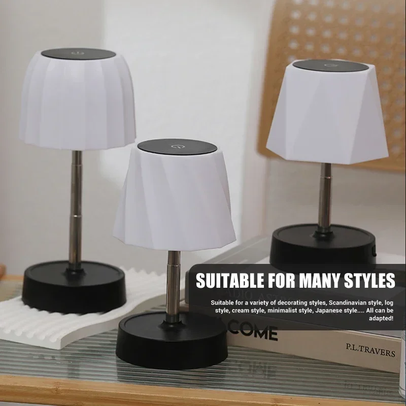 LED Night Lamp Stepless Dimming Touch Night Lights USB Rechargeable Eye Protection Shrink Table Lamp for Bedroom Bedside Desk