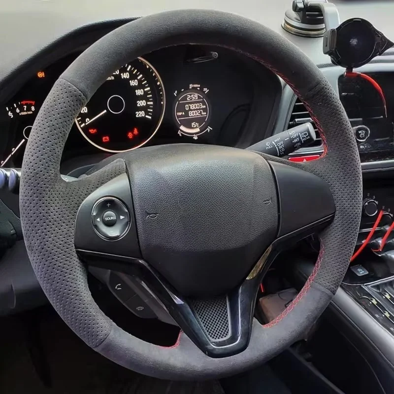 

Настройка удобной мягкой замшевой крышки рулевого колеса автомобиля для Honda Fit 2014 2015 Vezel 2014 XRV Автомобильные аксессуары Интерьер автомобиля