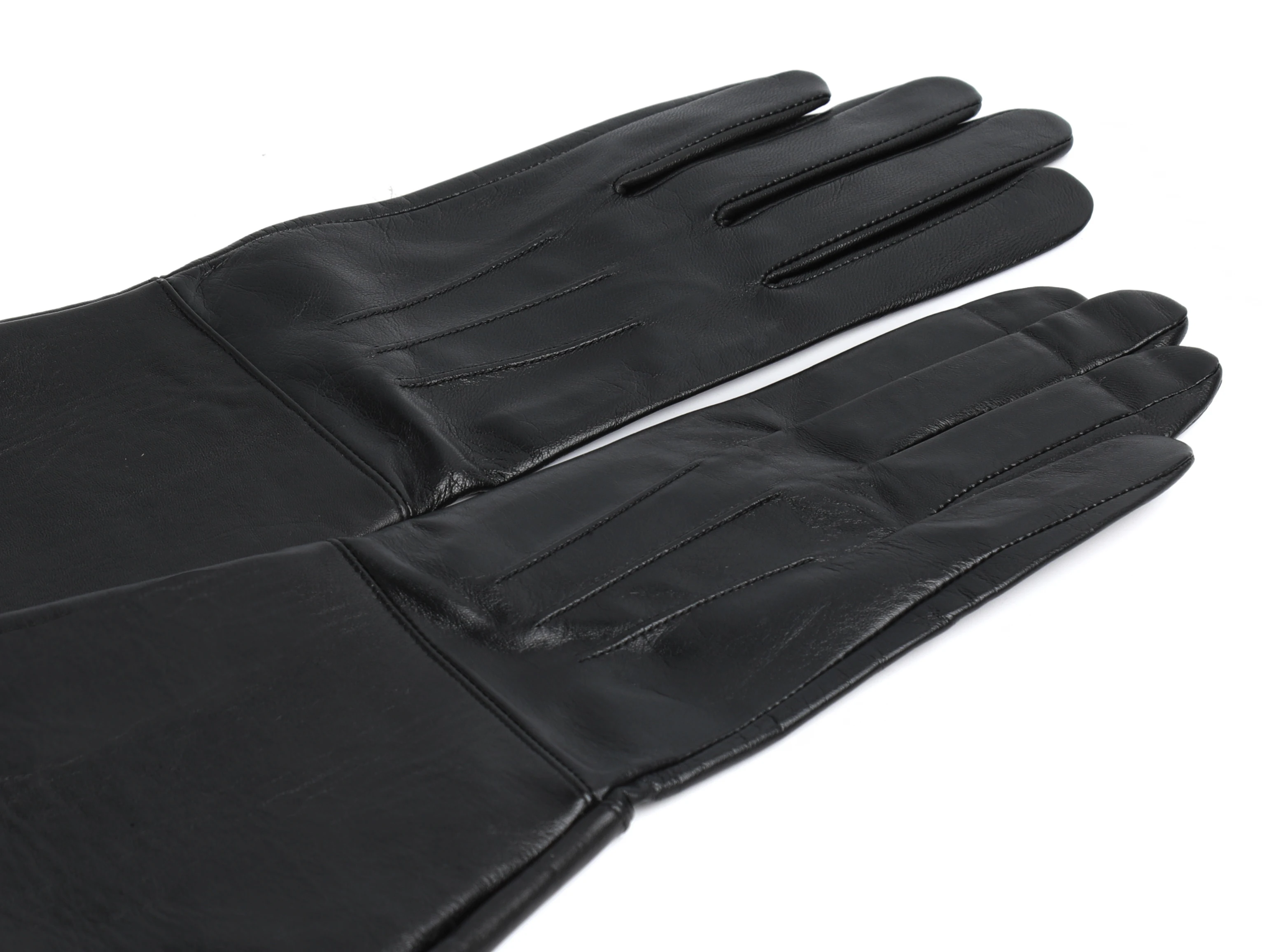 Gants de conduite en cuir pour hommes, doux, peau d\'agneau, écran tactile, longs poignets, Double manchette