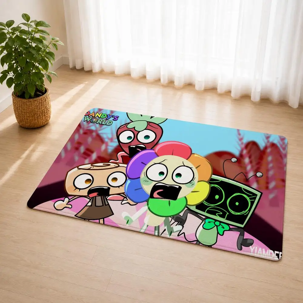 D-Dandys World Anime Floor Mat Flannel Rug Soft Non Slip Door Mat For Bathroom Bedroom Kitchen Living Room Home Decor