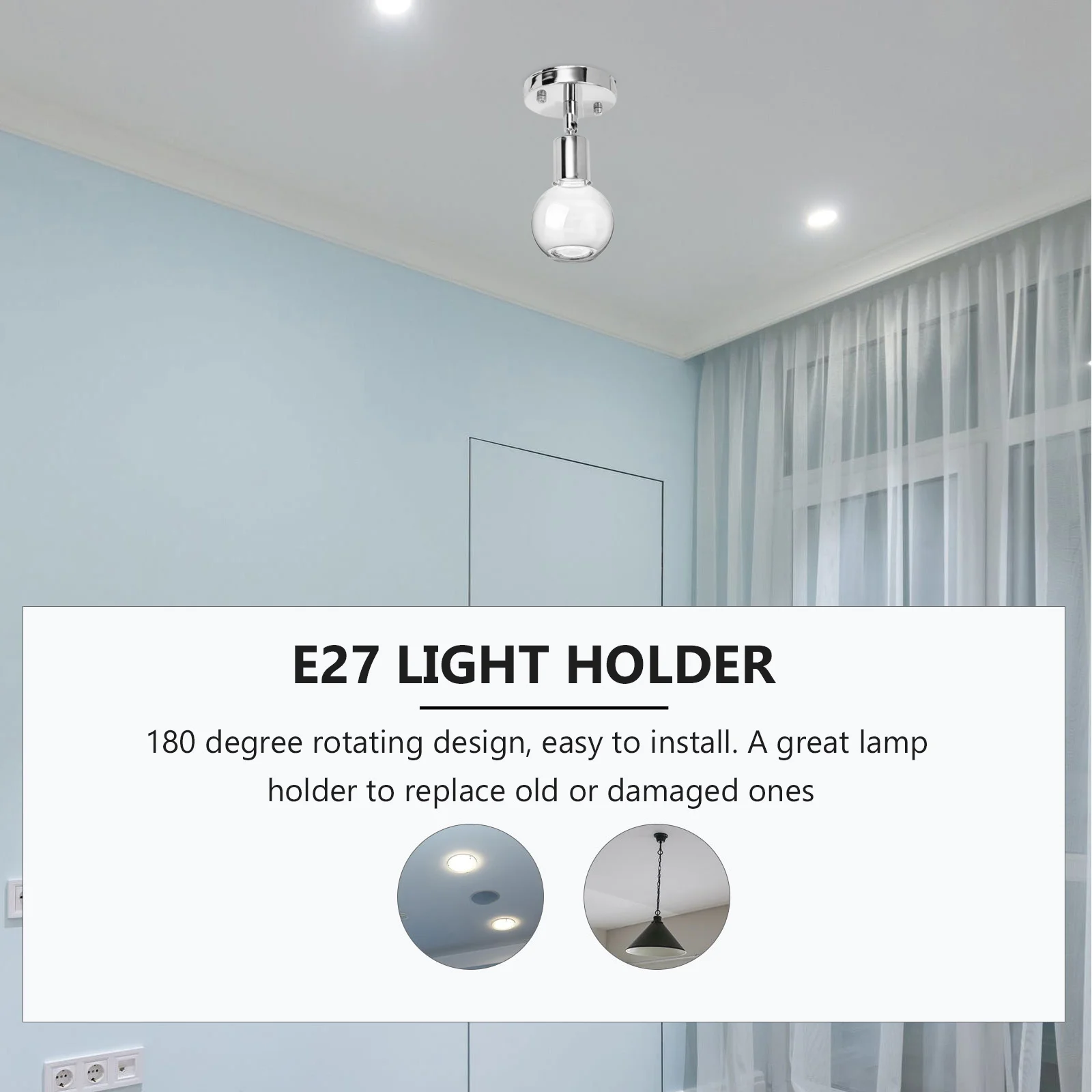 

E27 Thread Lamp Holder Rotating Design Compatible with Standard Bulbs Easy Install Socket for Ceiling Pendant Lighting Projects
