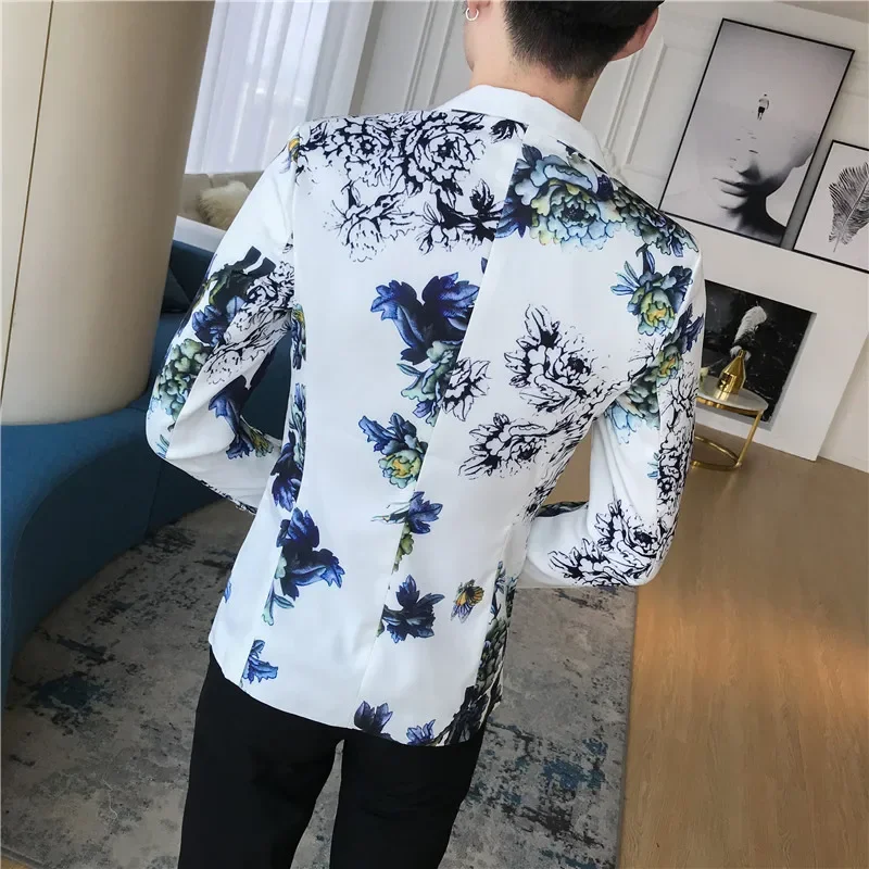 2023 Men's High-grade Suit Jackets/Male Slim Fit Printing Fashion Swallow-tailed Coat/Man Leisure Business Suit Spring Blazers