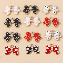 Leslie 10pcs Cute Bowtie Dot Bowknot Charms for Neckalce Bracelets Earrings Pendants DIY Jewelry Making Accessories