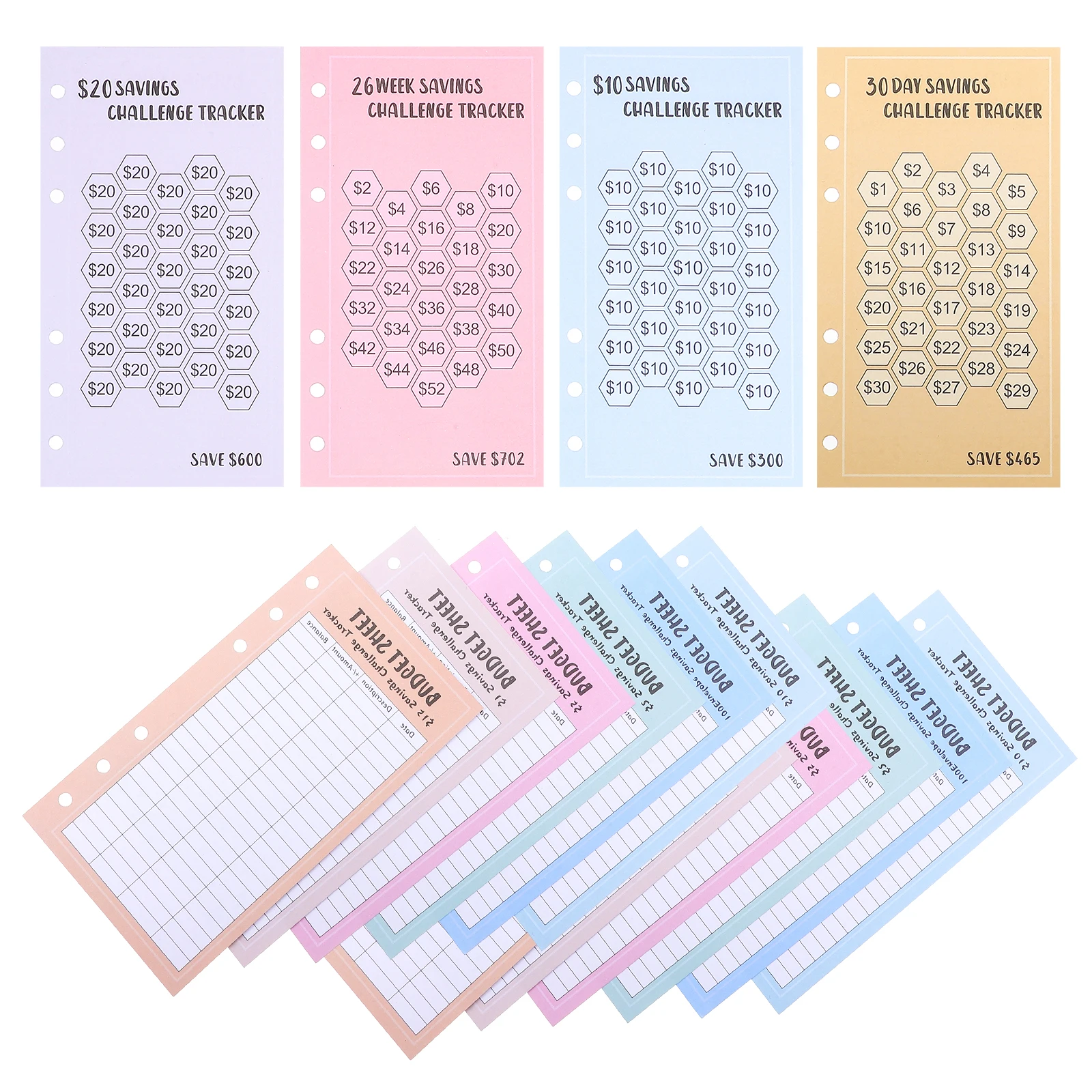 

A6 Savings Challenge Sheets Budget Cash Tracking Paper Sheets 6 Ring Finance Recording Replacement Refills Money Saving