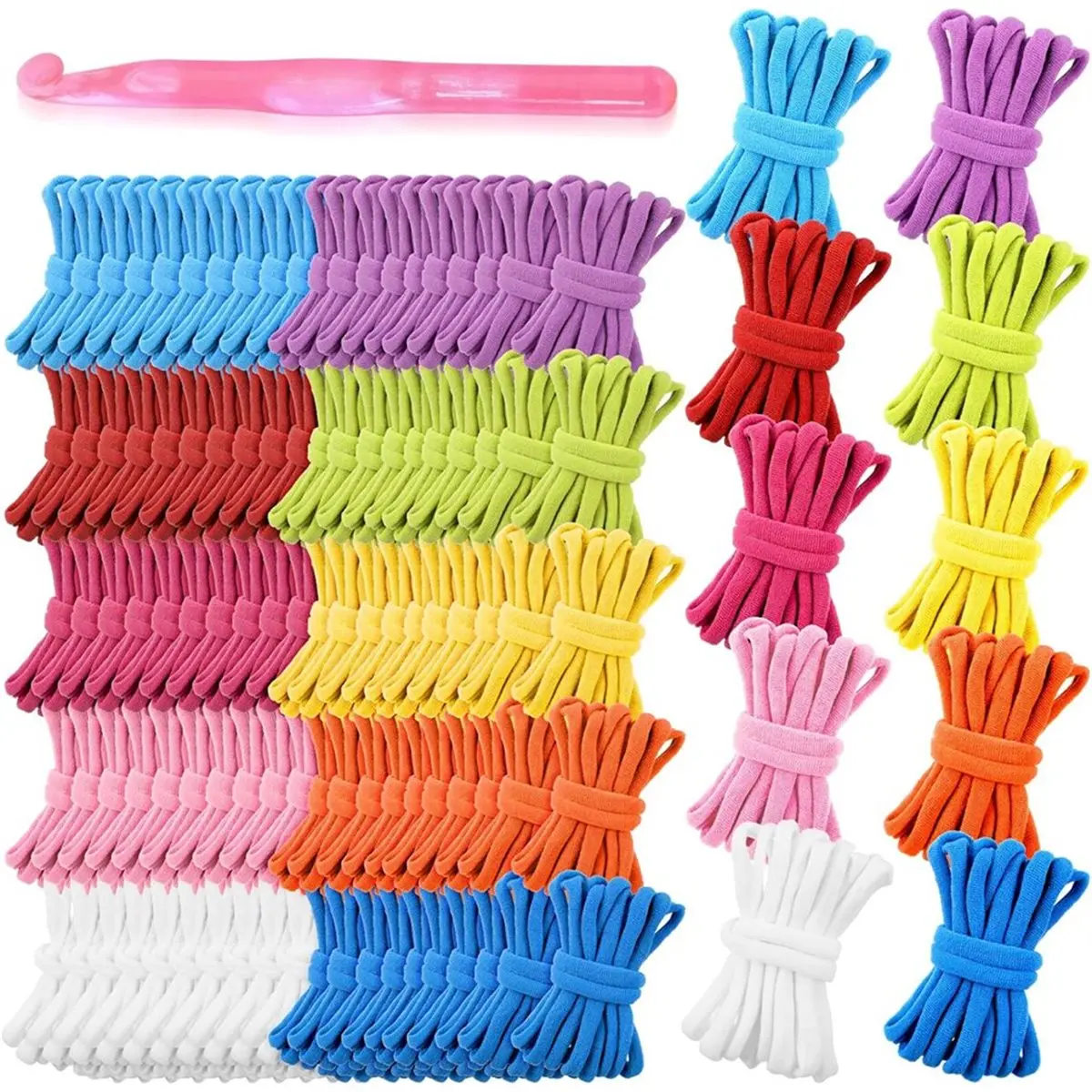 2026 Trend 1000 PCS Refill Loops for 7-Inch Weaving with Crochet Hook, 10 Color Loops for Potholder Making, Nylon Craft Bands