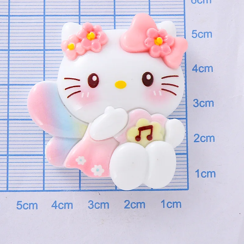 6pcs Big card music Sanrio character resin flatback cabochons diy jewelry materials handmade crafts charms