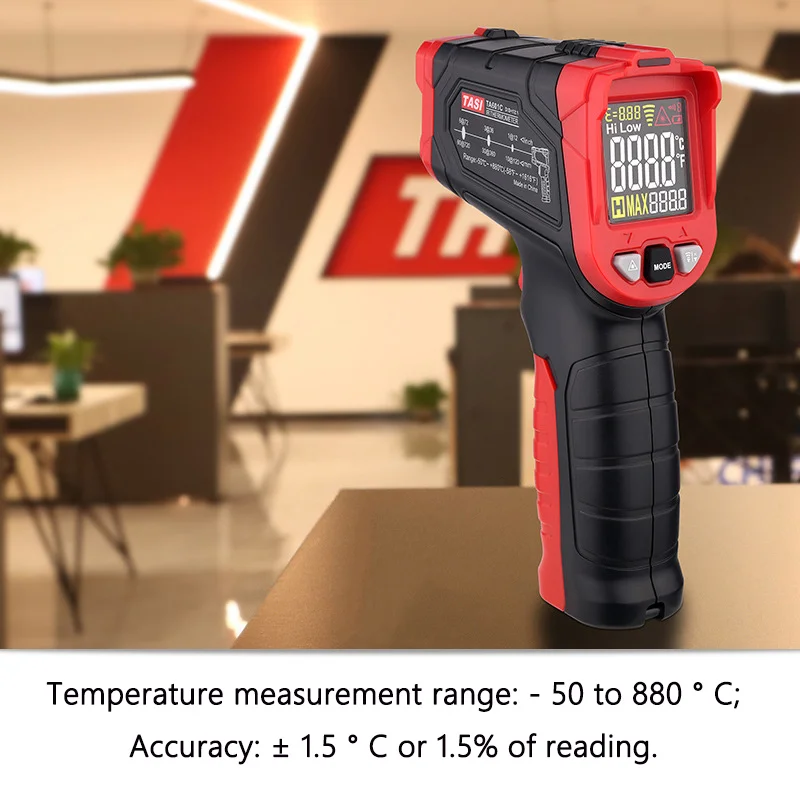 Termómetro electrónico de posicionamiento láser TA601A, termómetro infrarrojo, pistola, lámpara de advertencia, instrucción de sonido, gran rango de temperatura