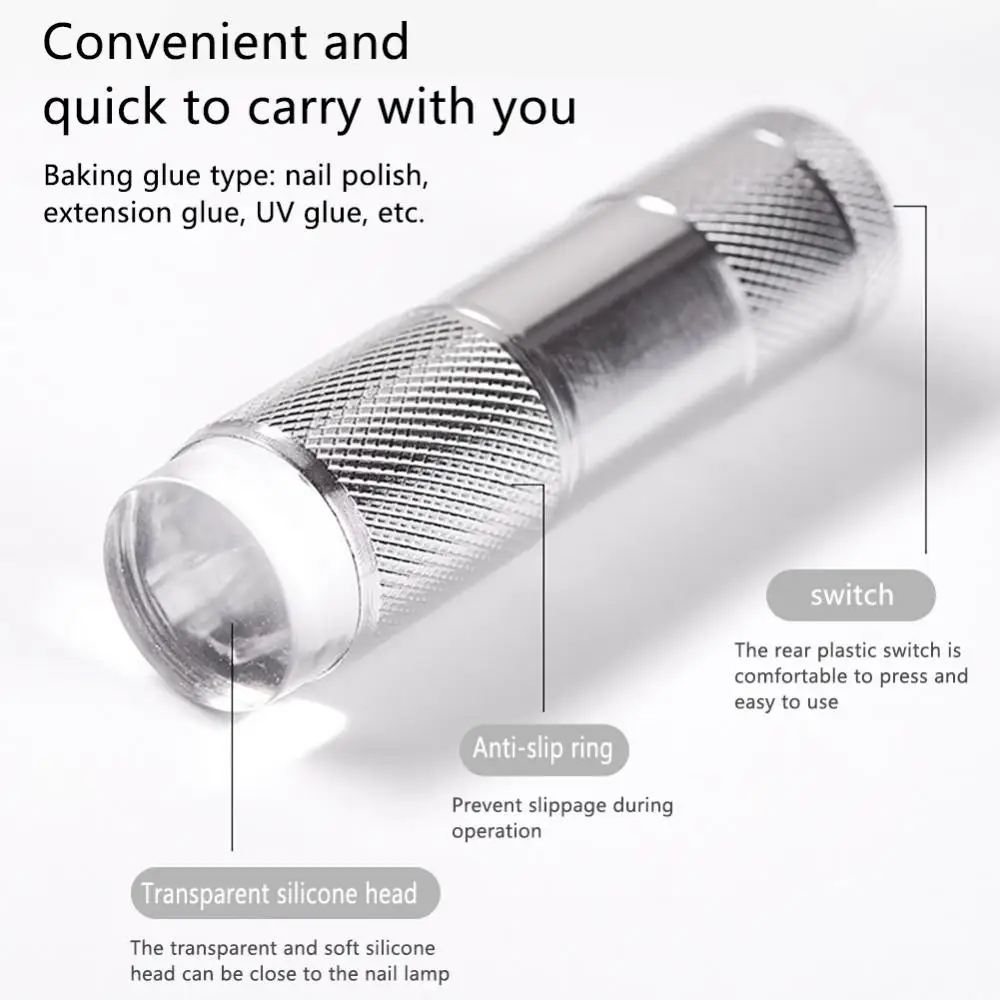 Silicone Quick Nails Polish Dryer Portable Manicure Lamp Stamper Mini Uv torcia Manicure luce Led portatile facile da usare