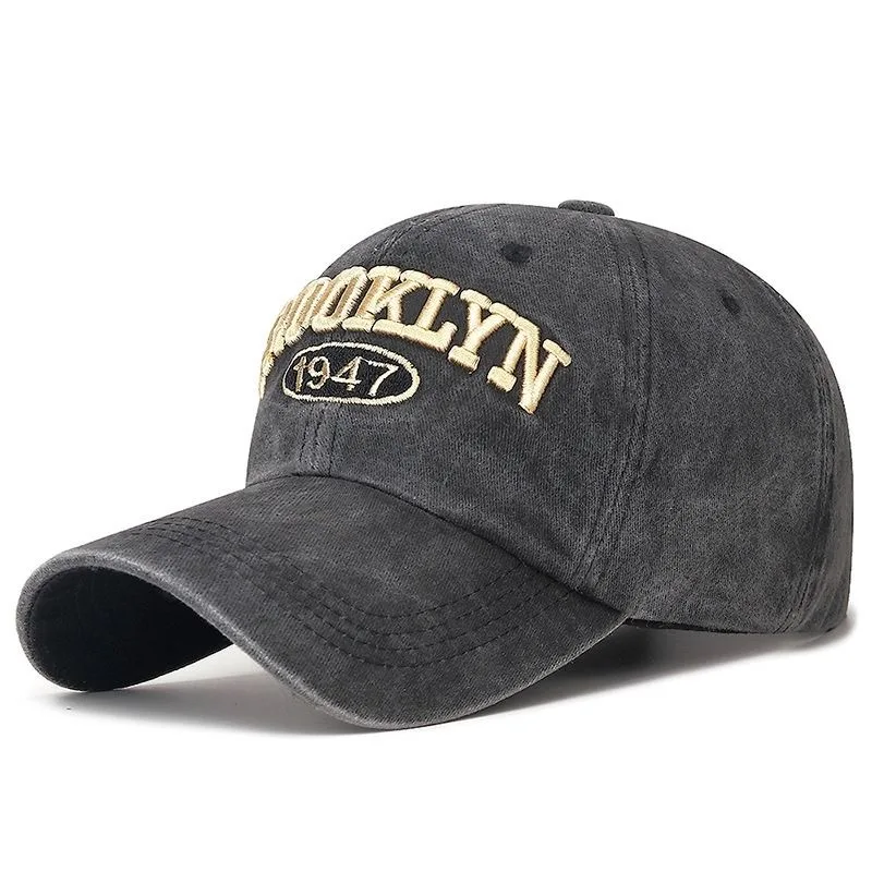 1 retro hat washed visor children's letters Brooklyn face shading versatile soft top cap baseball cap