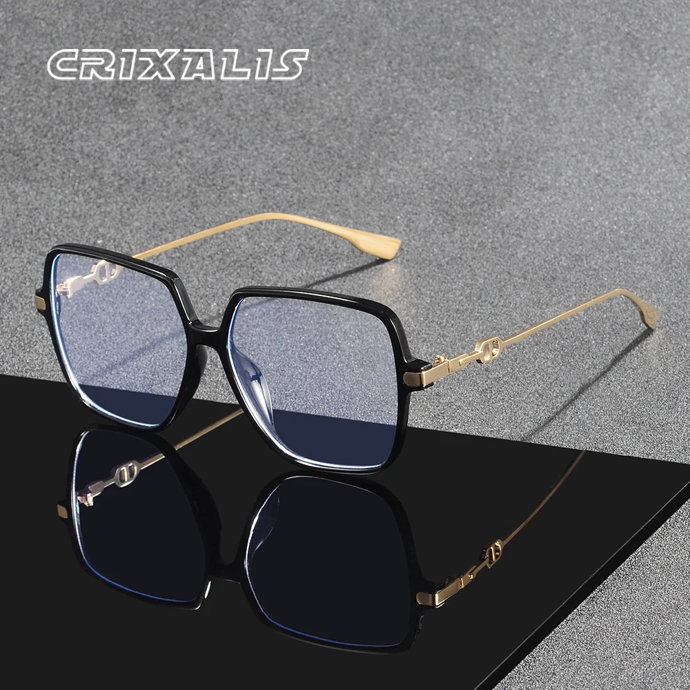 CRIXALIS Anti-Blaulicht-Brille Strahlenschutzbrille Blaulichtfilter PC-Rahmen Harz-Gläser Trendige Klare Linsen Computerbrille