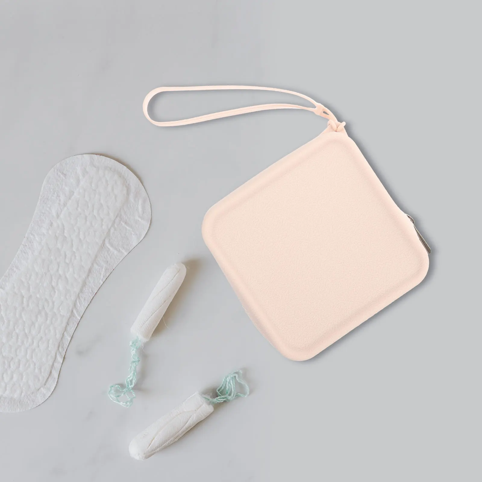 

Silicone Menstrual Cup Pouch Portable Period Bag for Sanitary Napkins Tampon Holder Milky White Feminine Product Compact Makeup