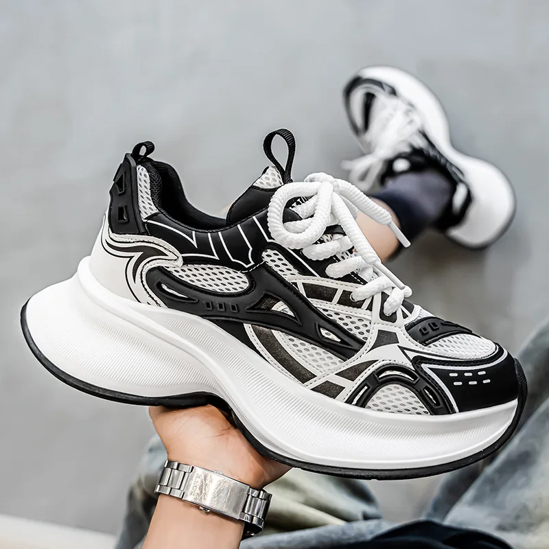 2025 New Trend Fashionable Casual Sports Versatile Breathable Soft Sole Thick Sole Wholesale Men's Shoes Trend Mesh Sneakers