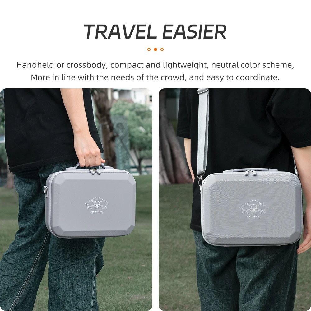 XFJI Tragetasche Kompatibel mit DJI Mini 4 Pro PU-Leder Reisetasche Geeignet für Mini 4 Pro RC2/RC-N2 Drohnen-Zubehör – Detail 4