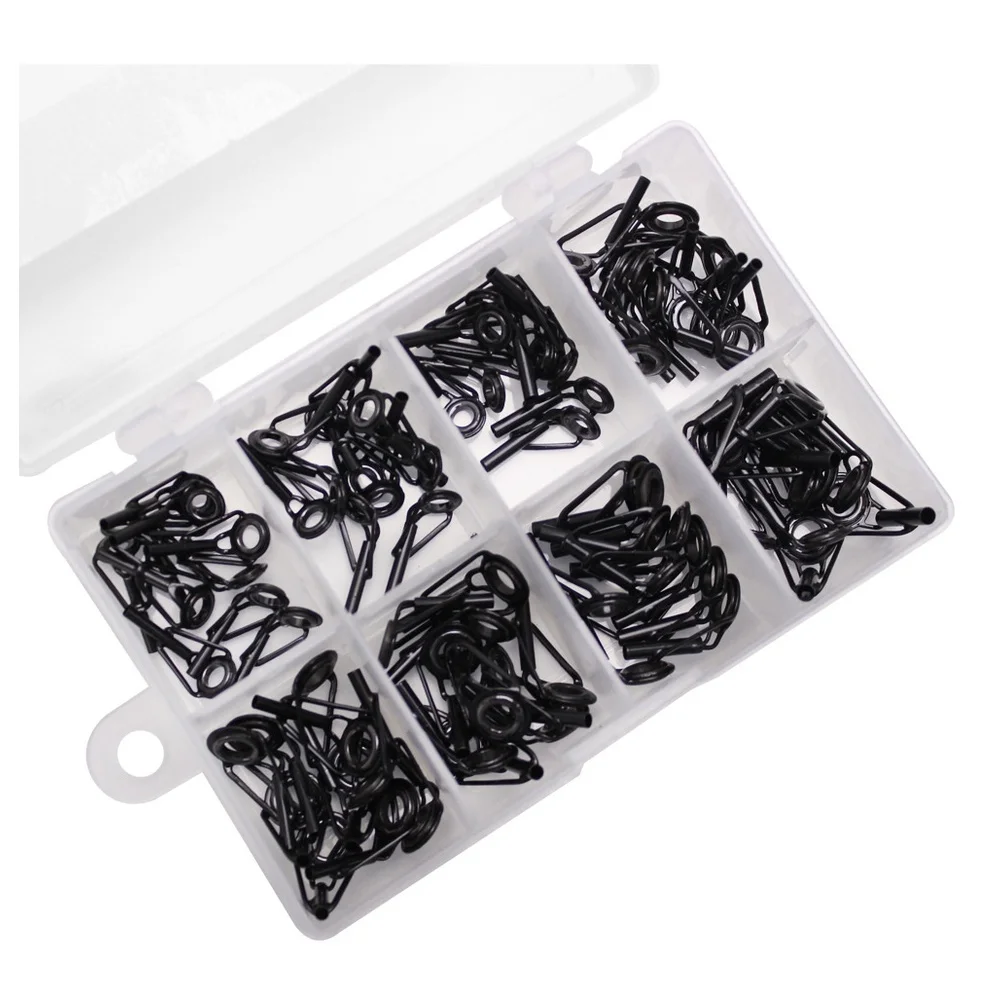 80pcs Fishing Rod Eye Guide Set Built With High Strength Carbon Steel Frames And Ceramic-Grade Earthenware Ring Inserts