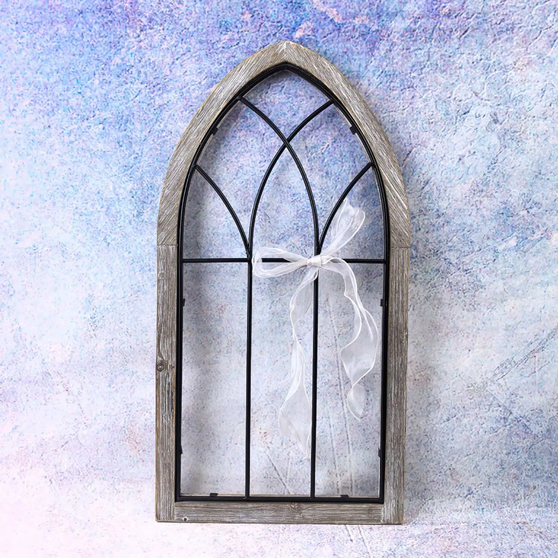 Leqiao cross-border American country farmhouse false window frame wall hanging wood brown church false window wall hanging