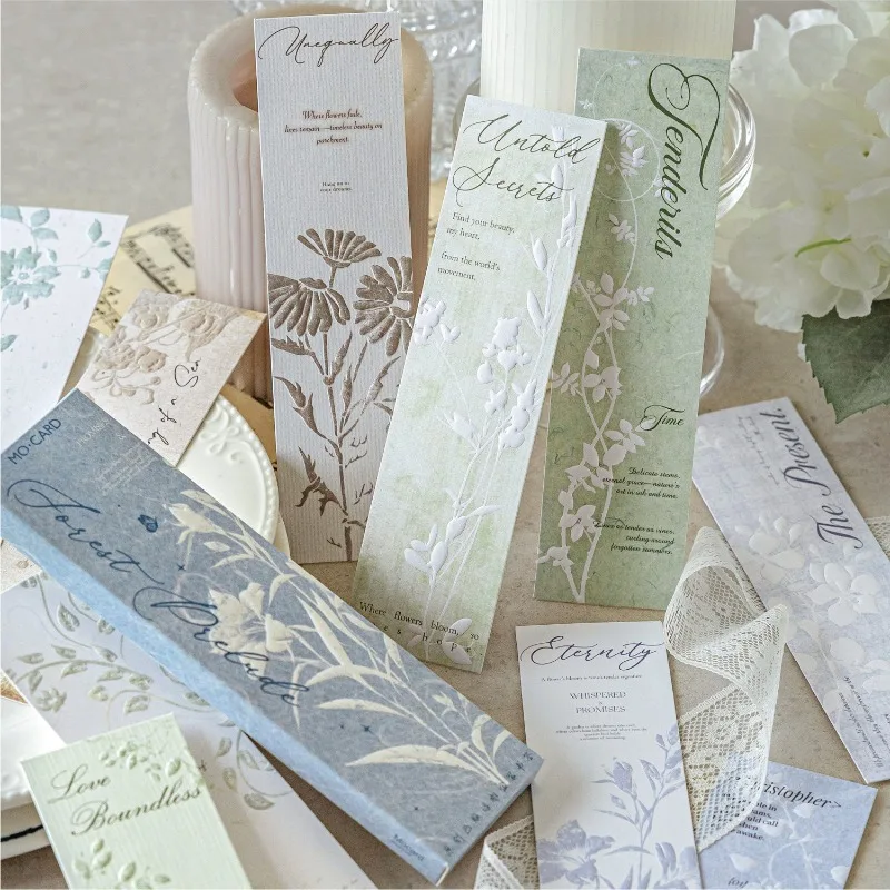 20pcs/set Elegant Boxed Bookmark Set Vintage Style Embossed Floral Reading Book Tab Gifts for Students Teacher Student Supplies