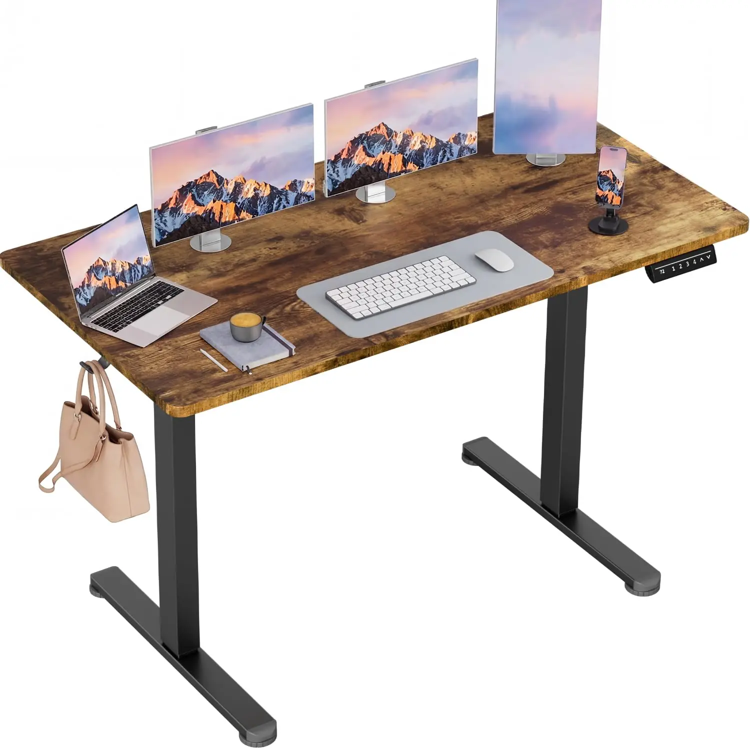 45 Inch Electric Standing Desk with Phone Holder, Height Adjustable Sit Stand Desk 4 Settings 2 Memory Buttons,Customized
