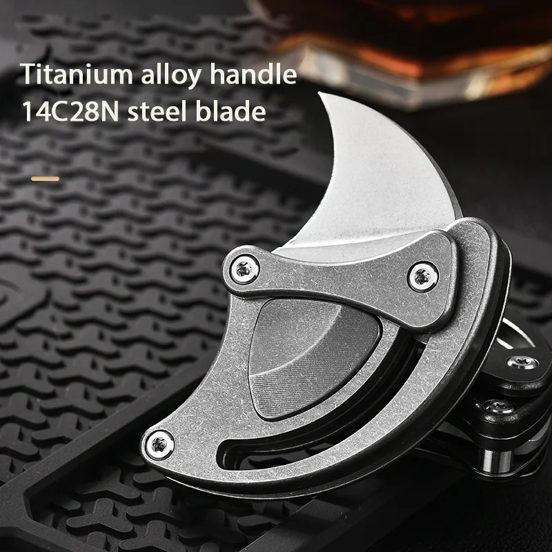 Mini faca portátil de autodefesa de titânio, faca EDC, pequena faca de arte pesada de alta qualidade de nível industrial