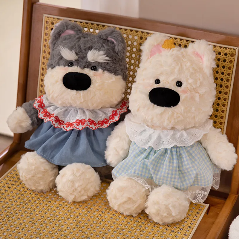 

New White Dog with Clothes Accessories Doll Funny Birthday Gift Kawaii West Highland White Terrier Plush Toys