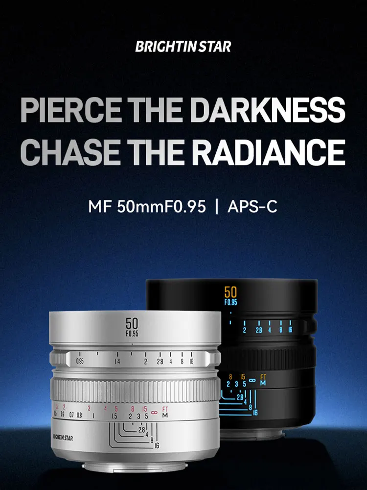 Brightin Star 50mm F0.95 APS-C spiegelloze cameralens portret voor Sony E ZVE10 Fujifilm XF Canon EOS M Nikon Z Canon RF-S M43 - afbeelding 2