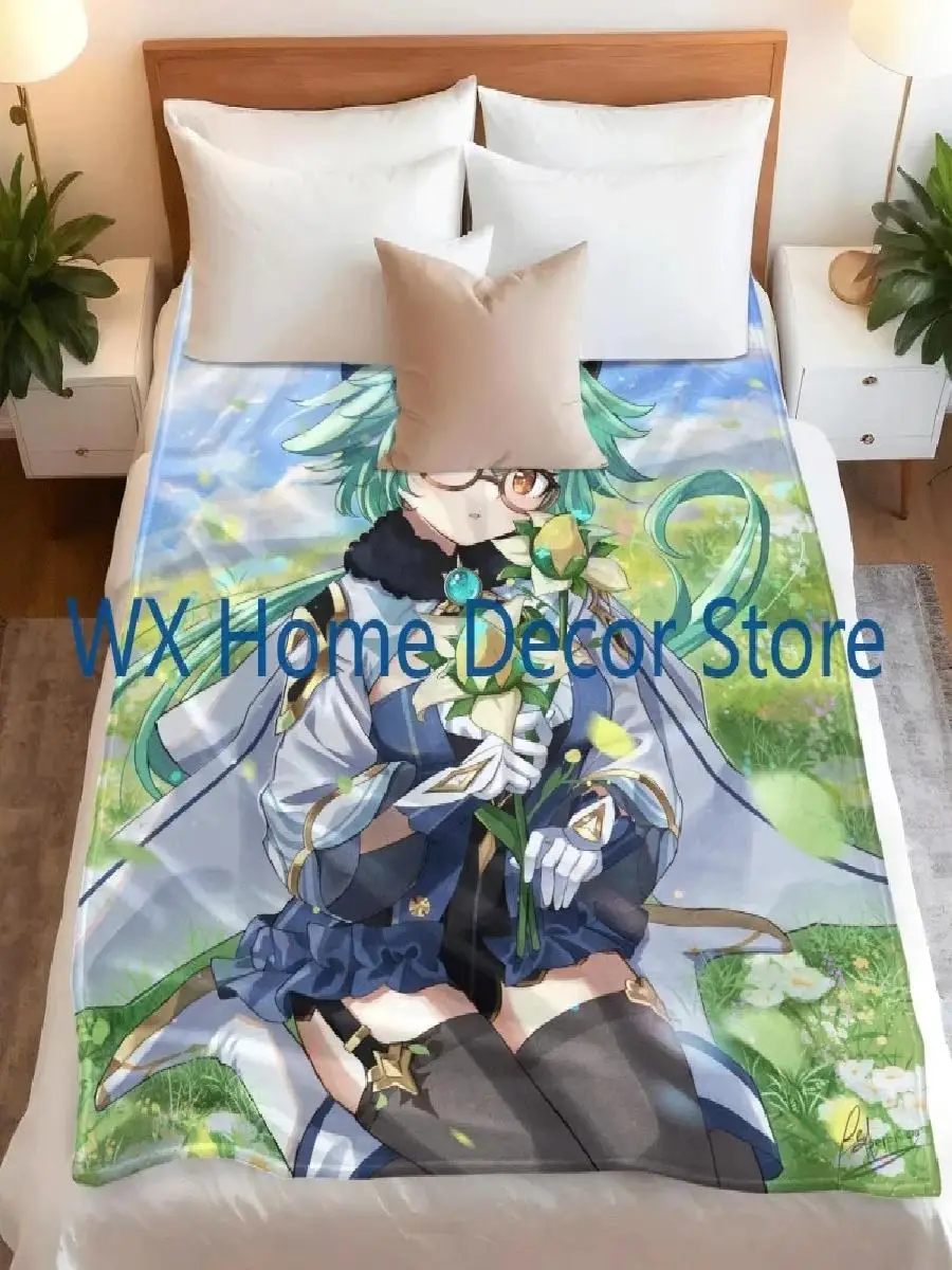 Genshin Impact Sucrose Flannel Throw Blanket for Sofa  Perfect Birthday Gift for Travel  Hiking Enthusiasts