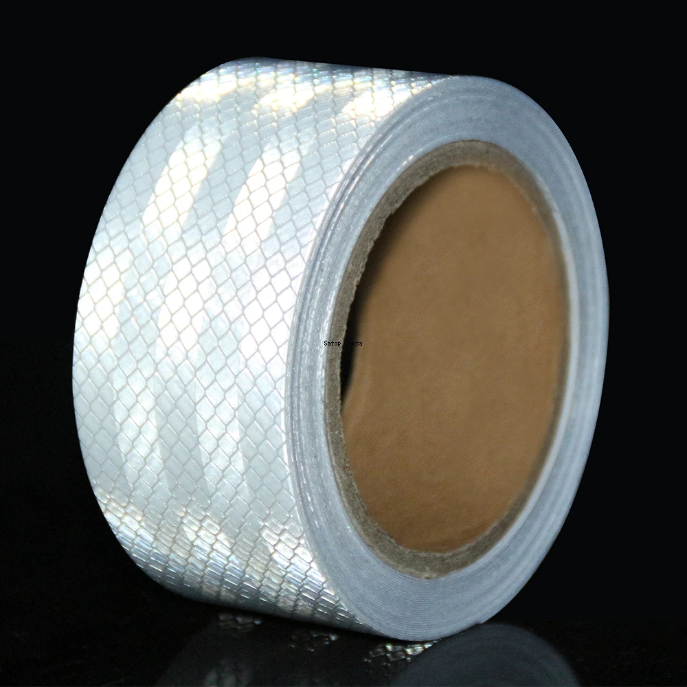 2Inch*16FT White PET Reflective Tape Waterproof Diamond Grade Strong Adhesive Safety Warning Film Reflector Conspicuity Stickers