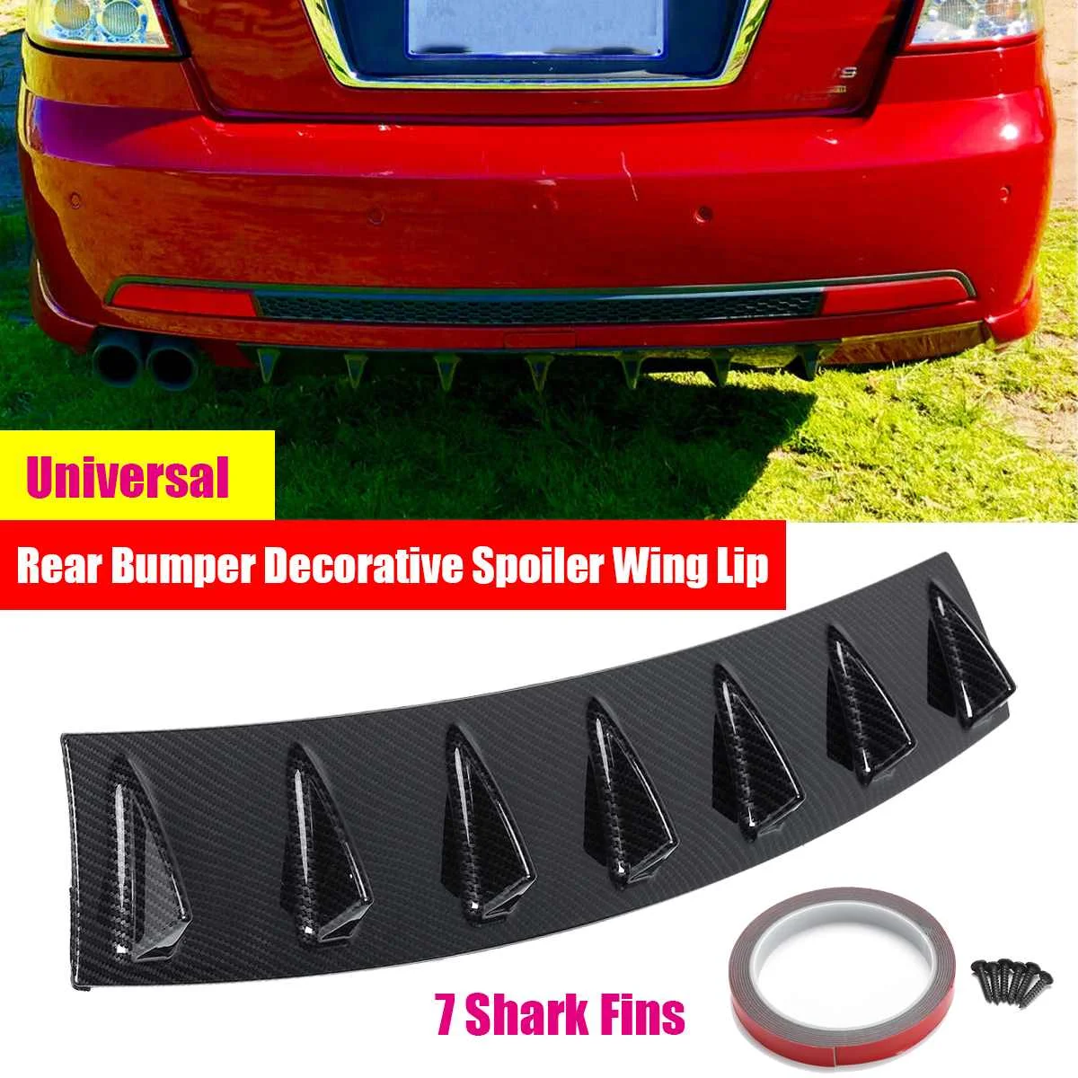 Universal Car Rear Body Bumper Finned Diffuser Back Bumper Spoiler Lip Splitter Auto Tail Fin Shark Decoration Car-Styling