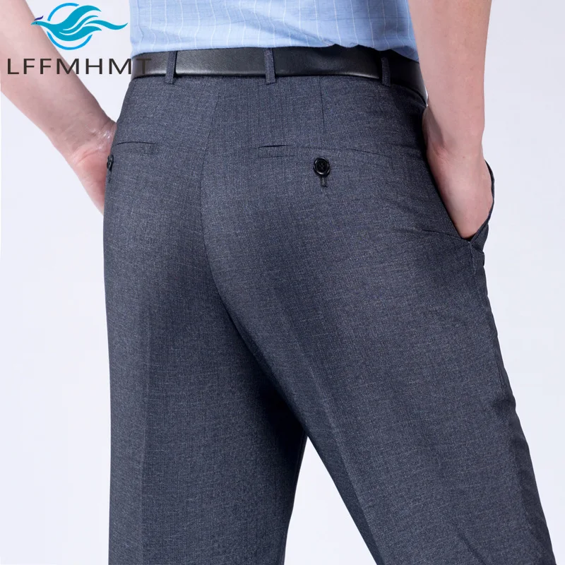 Men's Business Casual Suit Pants Spring Summer New Fashion Good Quality Solid Color Simple Basic Thin Iron Free Straight Trouser