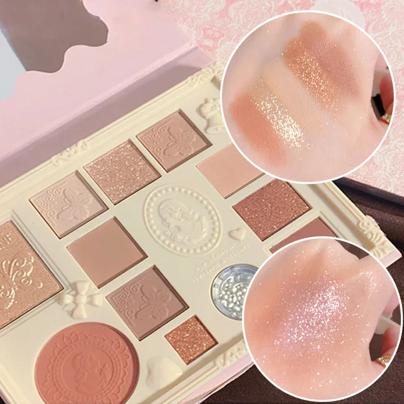 Lace Relief Oogschaduwpalet Natuurlijke Matte Glitter Parelmoer Kumquat Contour Markeerstift Koreaanse Oogschaduw Make-up CosmeticGif