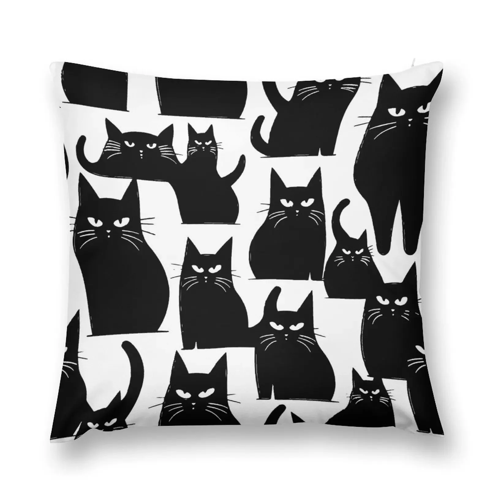 Black Cat Pattern - suspicious Black cats are up to something Throw Pillow anime girl Sofa Cover pillow