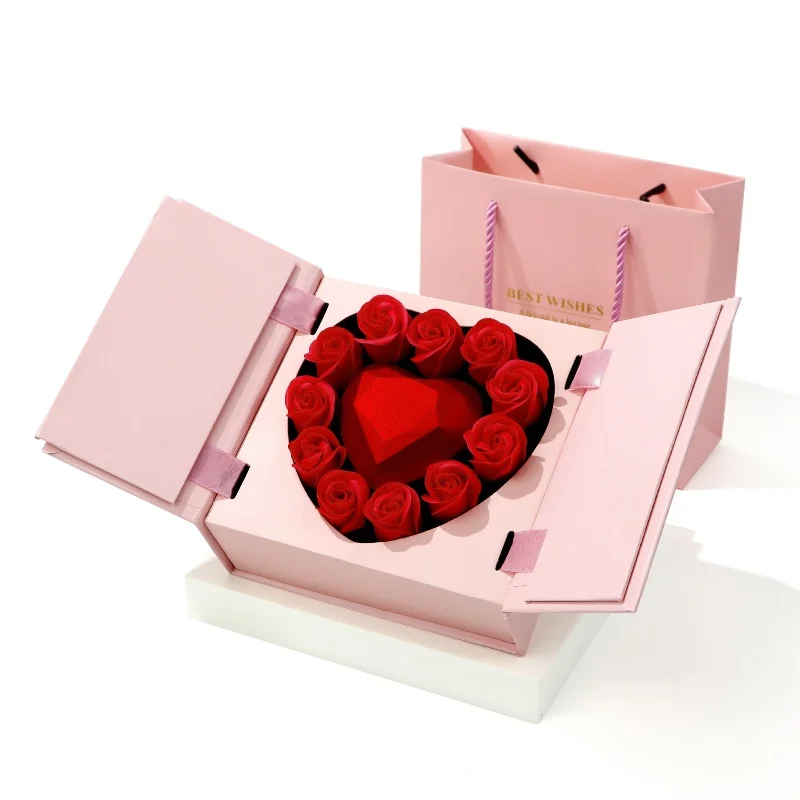 party favors Beautiful jewelry box pattern box 11 red roses heart-shaped box forher girlfriend women wedding gifts for guests