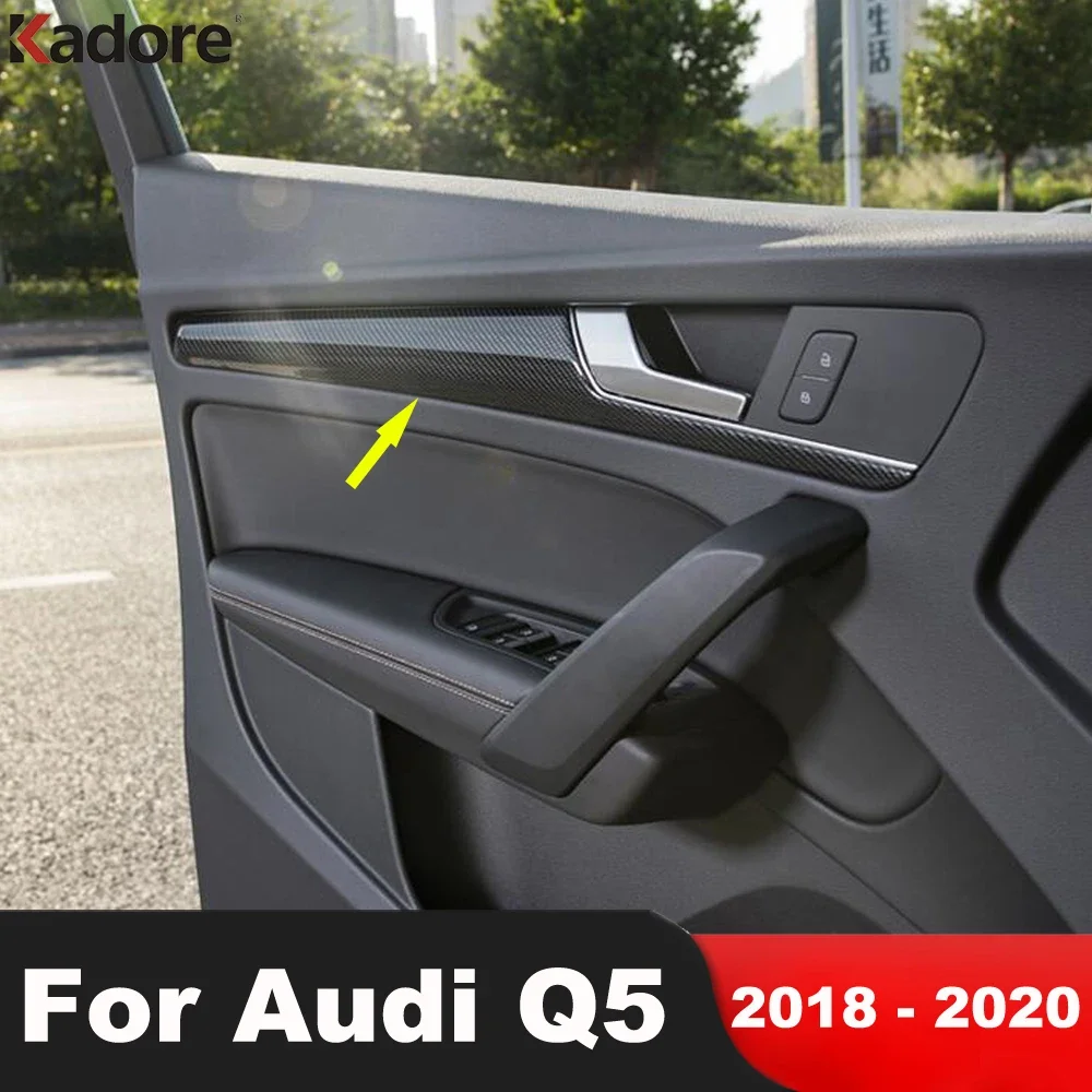 

Для Audi Q5 2018 2019 2020 из углеродного волокна, внутренняя внутренняя дверная ручка, панель, накладка, молдинг, декоративные накладки, аксессуары для интерьера
