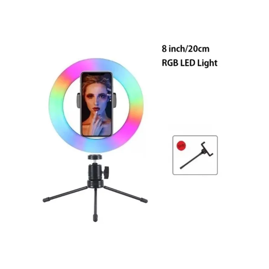 Ring Light 8 Inch Colorful 20 with Youtuber Table Tripod