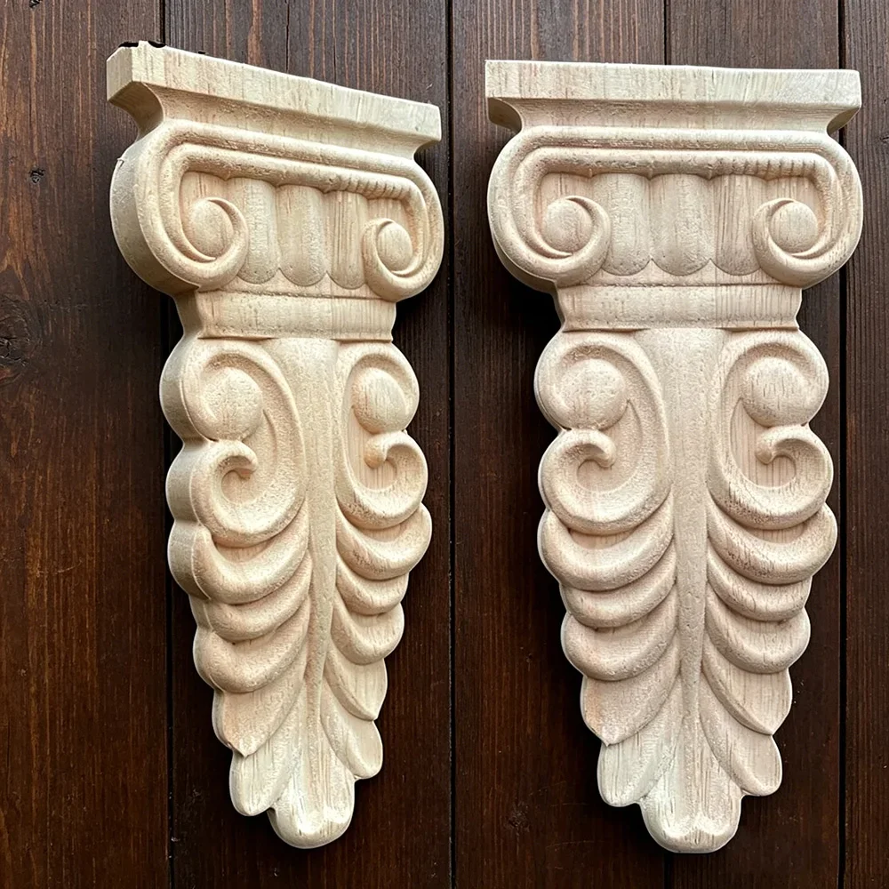 13-24cm Rubber Wood Stigma European Furniture Accessories Solid Wood Fireplace Cabinet Vertical Flower Roman Column Decoration
