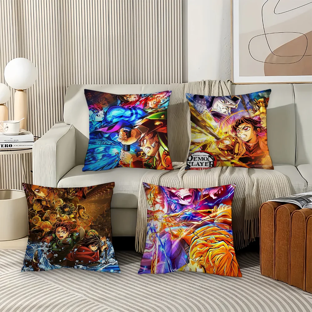 

Anime Demon Slayer Kimetsu no Yaiba Pillow Case Office Cushions Suitable For Sofa Car Bedroom Decorative Cushion Cover