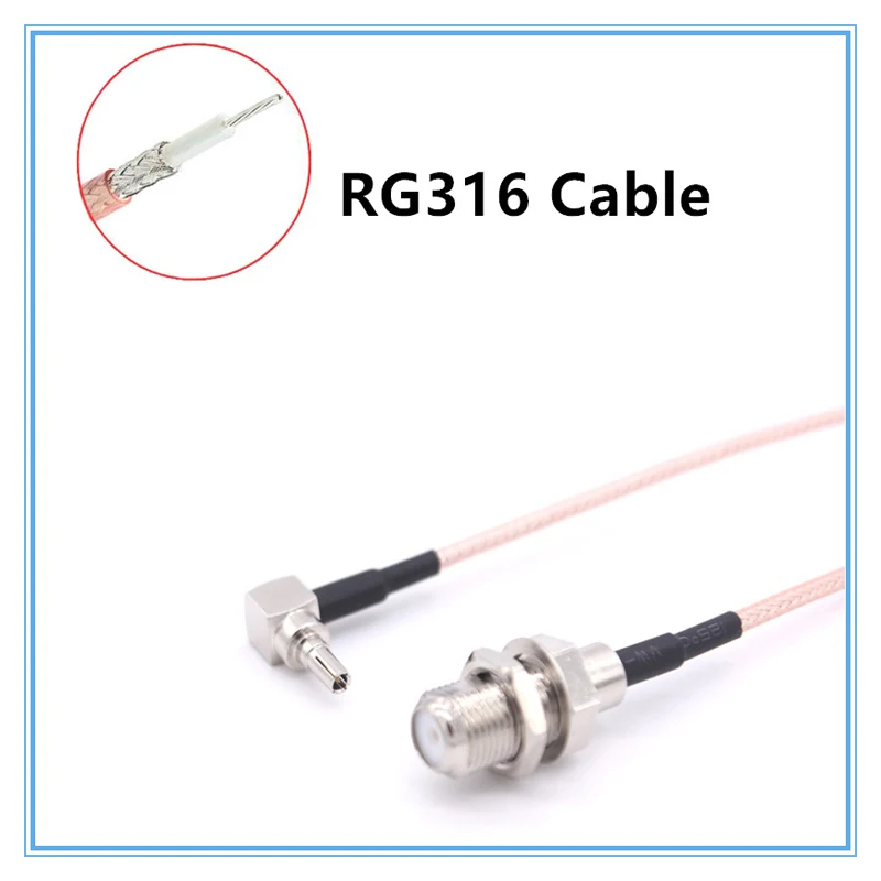 Imagem -05 - Cabo f para Crc9 Fêmea de Estoque 100 Peças f para Crc9 Ângulo Reto Rg316 Rg175 Cabo Rabo de Porco 1060cm para Modem 3g 4g jx